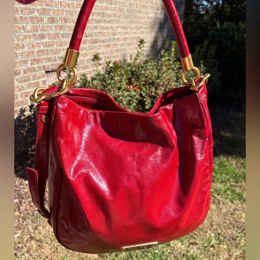 Marc by Marc Jacobs Red Leather Hobo Bag with Gold Hardware